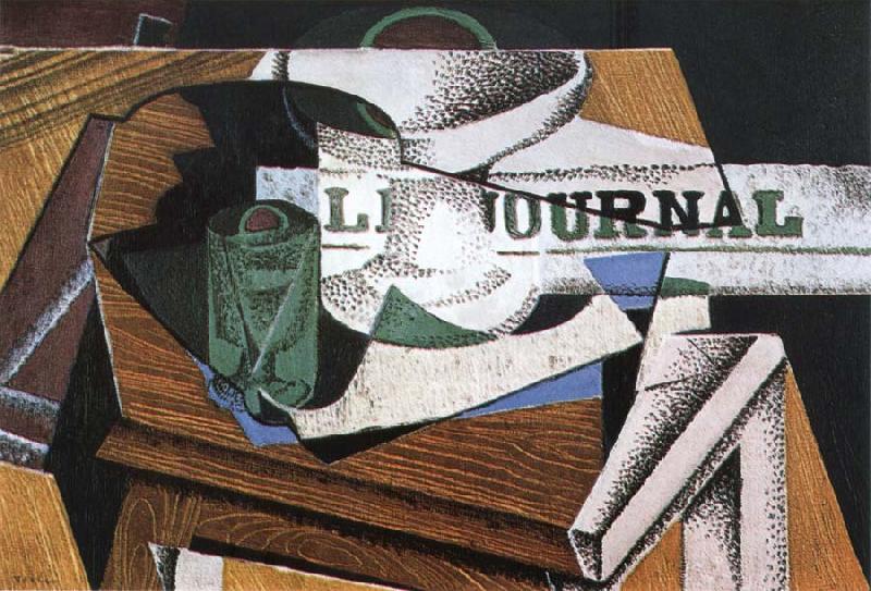 Juan Gris Fruit dish book and newspaper oil painting picture